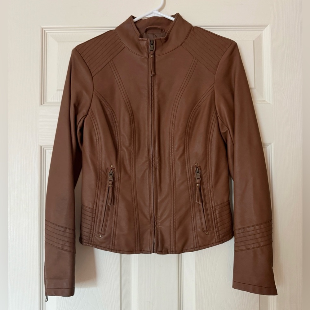 Kaari Blue Faux Leather Jacket
